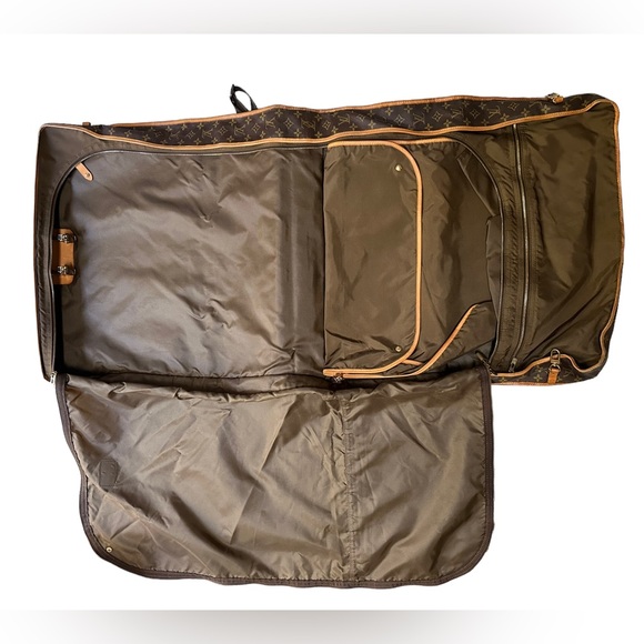 Vintage, Brown Leather Louis Vuitton Monogram Garment bag with canvas strap - Picture 3 of 16